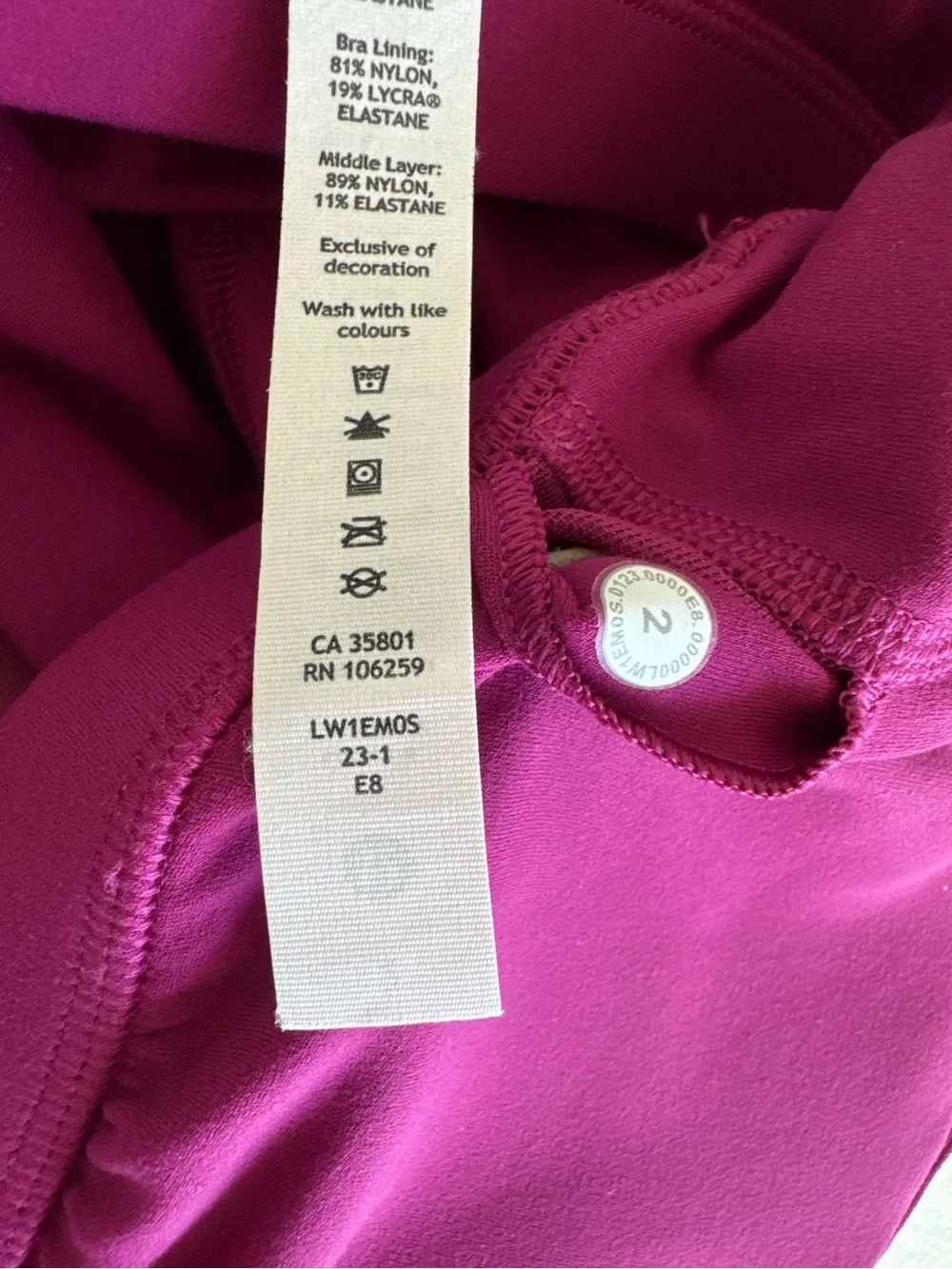 lululemon Strappy Nulu Shelf Tank Magenta Purple MGPR Size 2